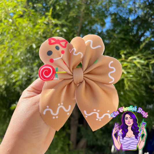 Gingerbread Neoprene Bubble Bow