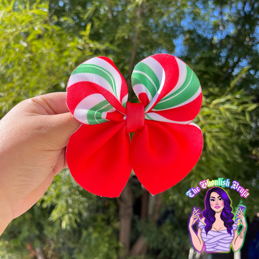 Peppermint Swirl Neoprene Bubble Bow